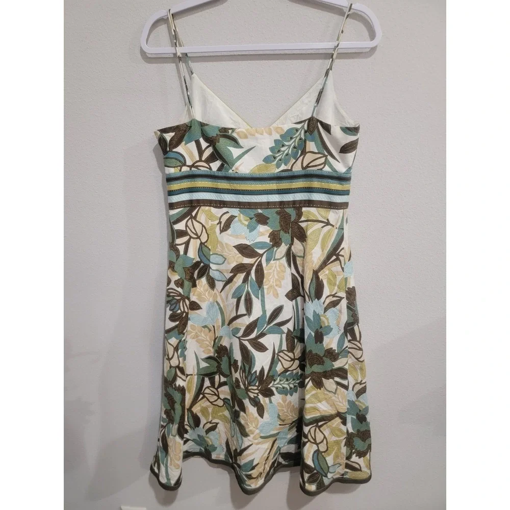 Ann Taylor Womens 10 Floral Print‎ Spaghetti Strap Lined Cotton Short Dress